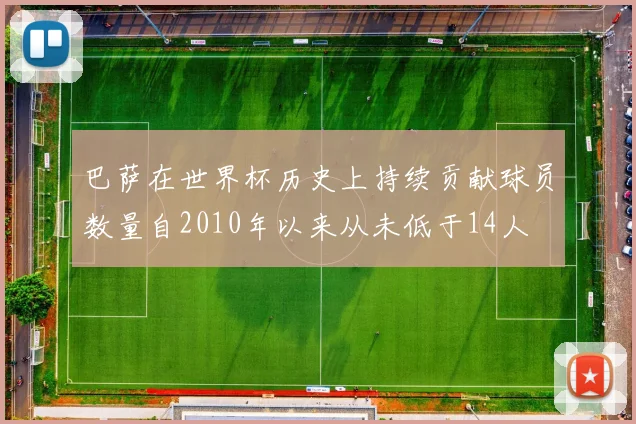 巴萨在世界杯历史上持续贡献球员数量自2010年以来从未低于14人